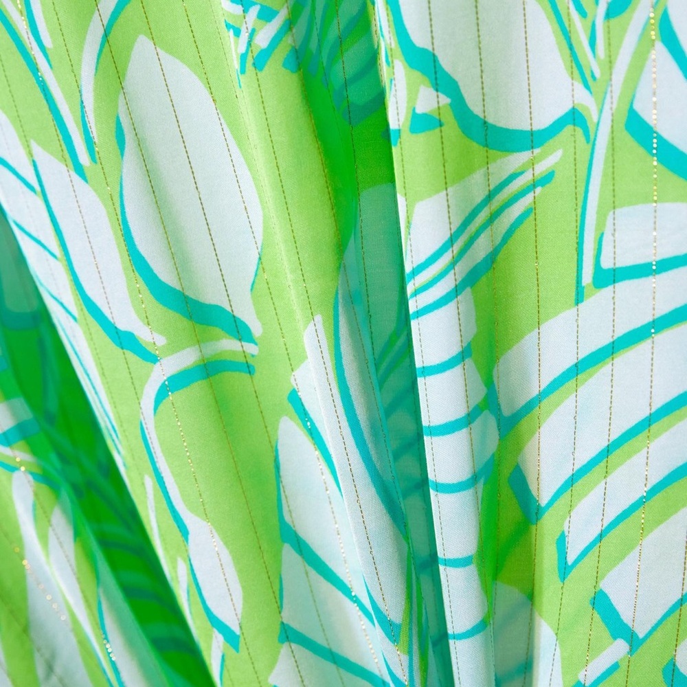 Boston Proper Resort Abstract Print Hardware Shimmer Tunic Blue/Green - Picture 3 of 7